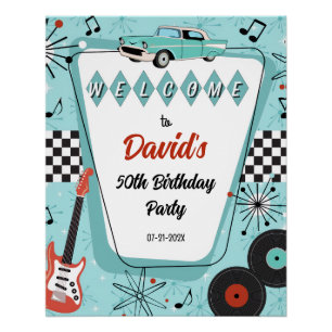 Póster Cartaz de Boas-Vindas da Festa Sock Hop dos Anos 5