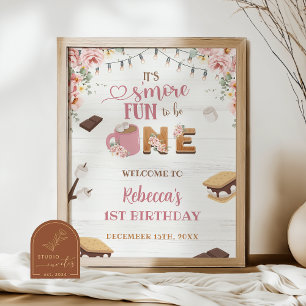 Poster Cartaz de Boas-Vindas de 1º Aniversário da Menina 