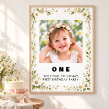 Cartaz de Boas-Vindas de 1º Aniversário Flor de Ma