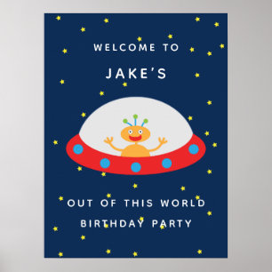 Poster Cartaz de boas-vindas de aniversário alienígena fo