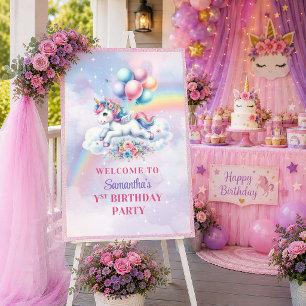 Poster Cartaz de Boas-Vindas de Aniversário da Menina Uni