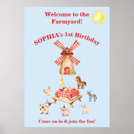 Poster Cartaz de Boas-Vindas de Aniversário de Animais da
