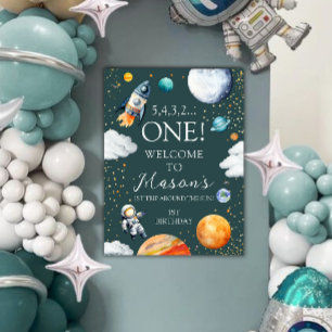 Poster Cartaz de Boas-Vindas de Aniversário do Espaço Um