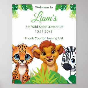 Poster Cartaz de Boas-Vindas de Aniversário Safari Jungle