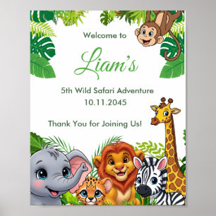 Poster Cartaz de Boas-Vindas de Aniversário Safari Jungle