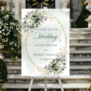 Poster Cartaz de Boas-Vindas de Aquarela Elegante com Fol