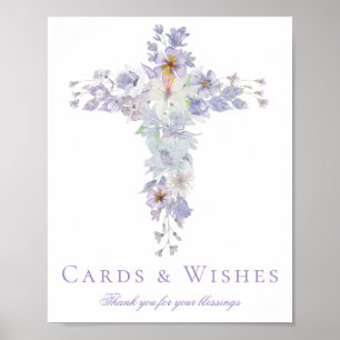 Poster Cartaz de Boas-Vindas de Batismo Cruz Floral Lavan