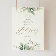 Cartaz de Boas-Vindas de Bênção de Bebê com Aquare