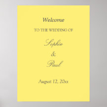 Cartaz de Boas-Vindas de Casamento Amarelo Manteig