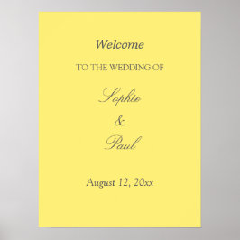 Poster Cartaz de Boas-Vindas de Casamento Amarelo Manteig