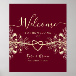 Poster Cartaz de Boas-Vindas de Casamento Borgonha