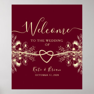 Poster Cartaz de Boas-Vindas de Casamento Borgonha