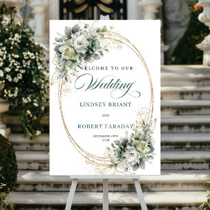 Poster Cartaz de Boas-Vindas de Casamento Botânico Elegan