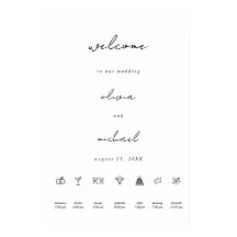 Cartaz de Boas-Vindas de Casamento com Caligrafia 