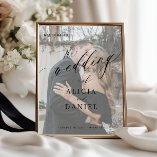 Poster cartaz de boas-vindas de casamento com foto