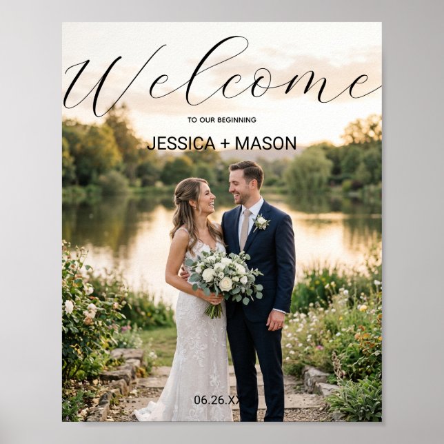 Poster Cartaz de Boas-Vindas de Casamento com Foto (Frente)