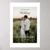 Cartaz de Boas-Vindas de Casamento com Foto Branco