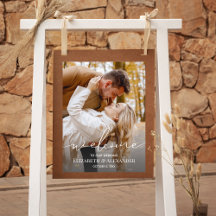 Cartaz de Boas-Vindas de Casamento com Foto Elegan