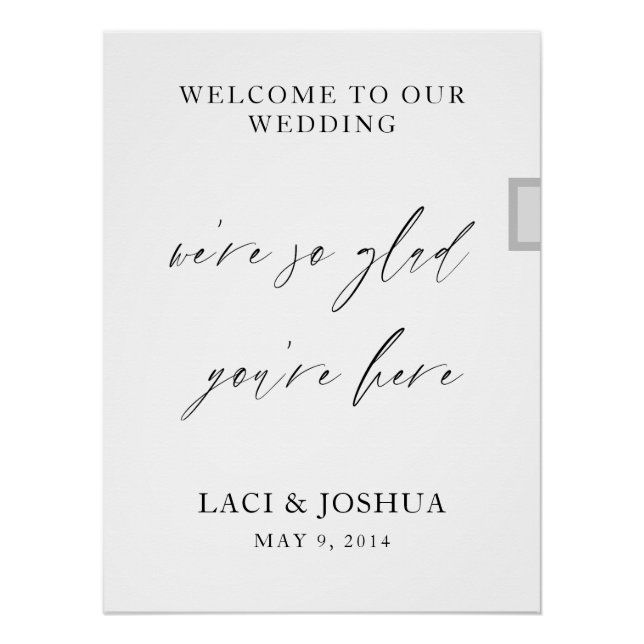 Póster Cartaz de Boas-Vindas de Casamento com Letra Elega (Frente)