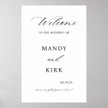 Cartaz de Boas-Vindas de Casamento Elegante