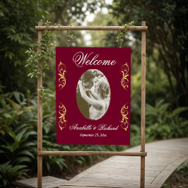 Poster Cartaz de Boas-Vindas de Casamento Elegante com Fo