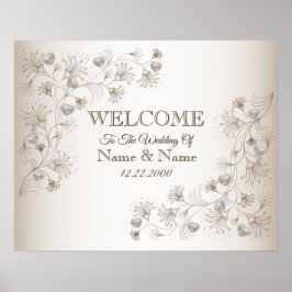 Poster Cartaz de Boas-Vindas de Casamento Festa Floral Po