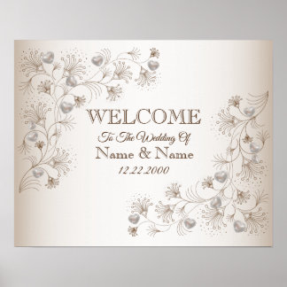 Poster Cartaz de Boas-Vindas de Casamento Festa Floral Po