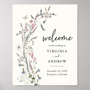 Poster Cartaz de Boas-Vindas de Casamento Floral