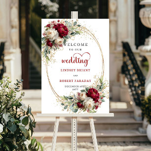 Poster Cartaz de Boas-Vindas de Casamento Floral Clássico