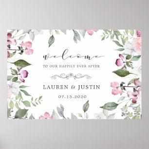 Poster Cartaz de Boas-Vindas de Casamento Floral Jardim d