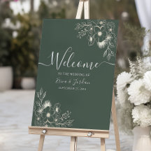 Cartaz de Boas-Vindas de Casamento Floral Vintage 