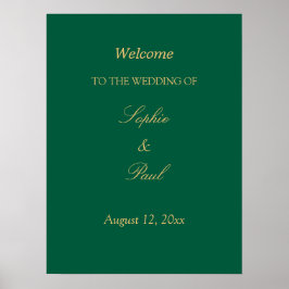 Poster Cartaz de Boas-Vindas de Casamento Hunter Verde Be