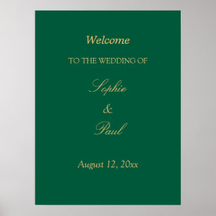 Poster Cartaz de Boas-Vindas de Casamento Hunter Verde Be