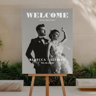 Poster Cartaz de Boas-Vindas de Casamento Limpo e Elegant