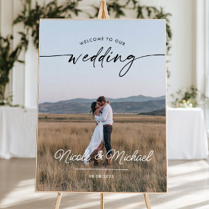 Poster Cartaz de Boas-Vindas de Casamento Moderno com Fot