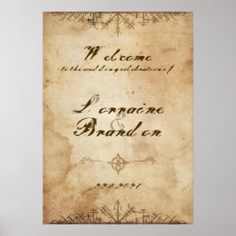 Poster Cartaz de Boas-Vindas de Casamento Viking Nórdico