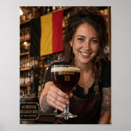 Poster Cartaz de Boas-Vindas de Cervejaria Belga Escura