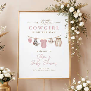 Poster Cartaz de Boas-Vindas de Chuveiro de Bebê Cowgirl 
