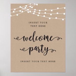 Poster Cartaz de Boas-Vindas de Festa em Rustic Moderno