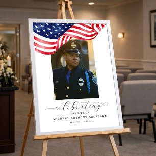 Poster Cartaz de Boas-Vindas de Funeral com Bandeira Amer