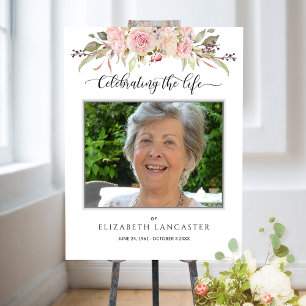 Poster Cartaz de Boas-Vindas de Funeral com Flores Rosa B
