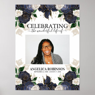 Poster Cartaz de Boas-Vindas de Funeral com Foto Floral E