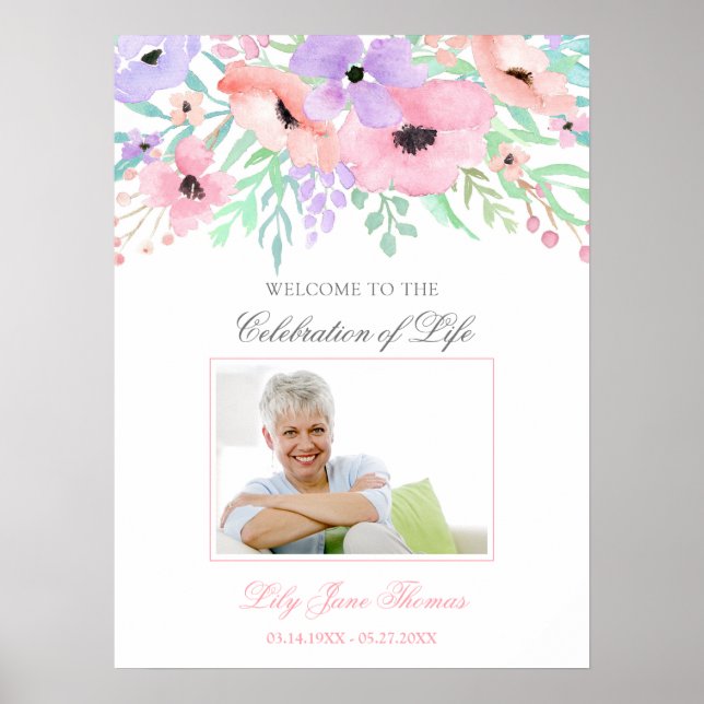 Poster Cartaz de Boas-Vindas de Funeral de Flor de Aquare (Frente)