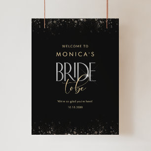 Poster Cartaz de Boas-Vindas de Noiva com Brilho Dourado