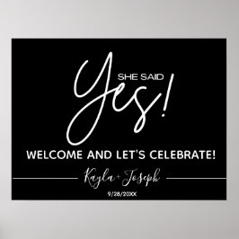 Poster Cartaz de Boas-Vindas de Noivado Ela Disse Sim