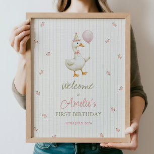 Poster Cartaz de Boas-Vindas de Primeiro Aniversário do P