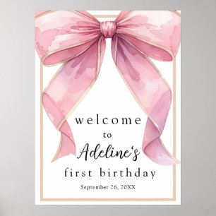 Poster Cartaz de boas-vindas do Arco Pink Coquette Birthd