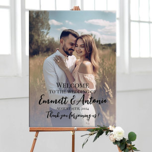 Poster Cartaz de boas-vindas do casamento fotográfico ele