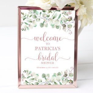 Poster Cartaz de Boas-Vindas do Chá de Bebê com Eucalipto