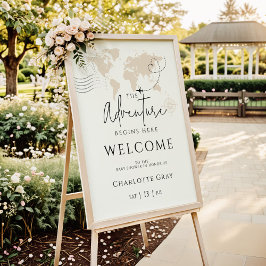 Poster Cartaz de boas-vindas do chá de fraldas do mapa do